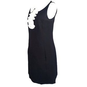 BNWT $850 Axara Paris Black White Ruffle Pockets Formal Short Cocktail Dress 38